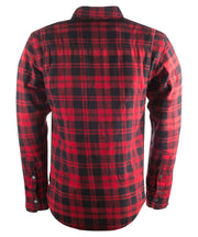 Rear angle of the Marksman Flannel in red and black