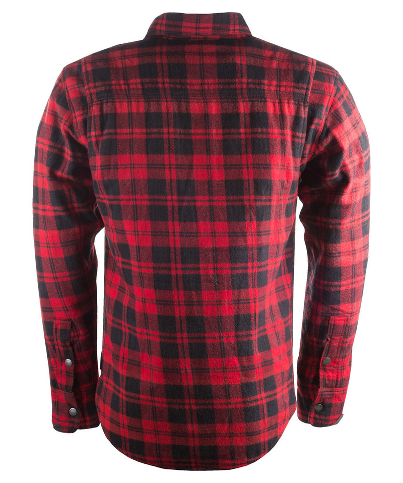 Rear angle of the Marksman Flannel in red and black