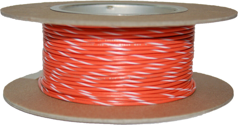 Namz Custom Cycle 850-08944 NWR-39-100 #18-GAUGE ORANGE/WHITE STRIPE 100' SPOOL OF PRIMARY WIRE