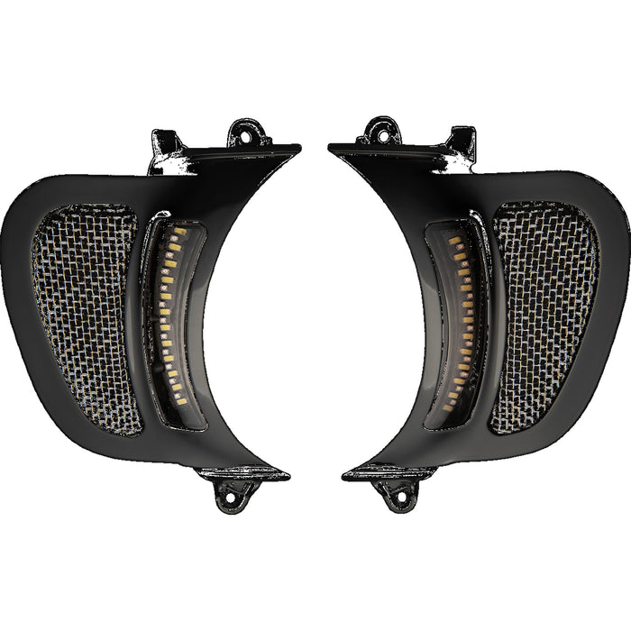 CUSTOM DYNAMICS 2040-2813 CD-RG-V-AW2-B Genesis® 4 Dynamic LED Road Glide® Vent Inserts - Amber/White - Black w/ Stainless Mesh