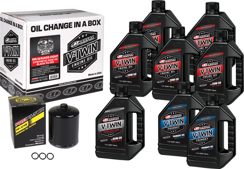 Maxima Racing Oil V-Twin SYN OIL Change Kit M8 Black Filer - 90-129018PB