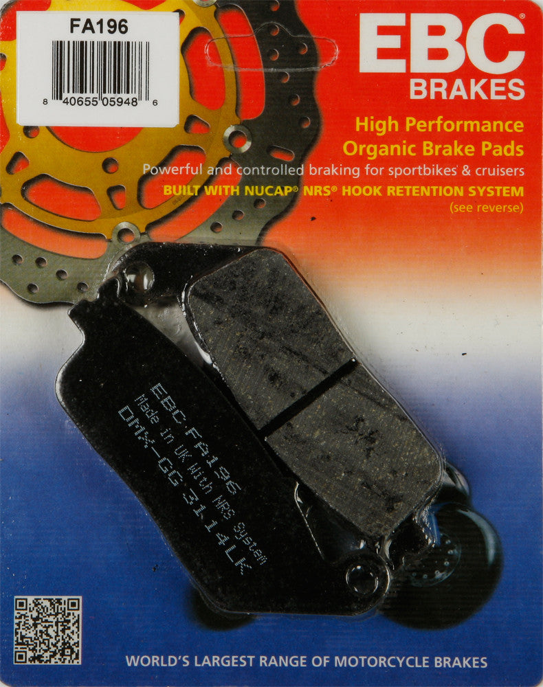 EBC Brake Pads - FA196 For Honda Motorcycles 1990-2017 | Victory Motorcycles 2008-2017 | Triumph Motorcycles 1995-2015 | Indian 2014-2019
