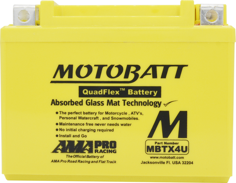 Motobatt 491-1008 MBTX4U BATTERY MBTX4U SEALED FACTORY ACTIVATED