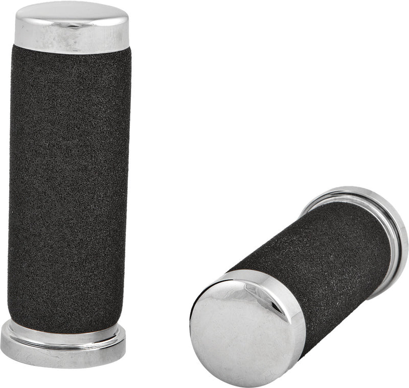 Harddrive Grips Foam Chrome W O Throttle Sleeve - 17-0503 For Harley Motorcycles 1970-2018