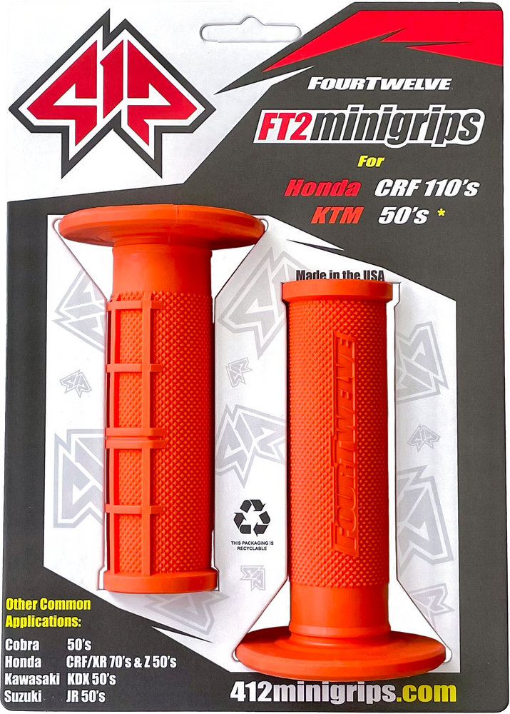 Four Twelve 19-5124 412-G204 PEE WEE / PIT BIKE MINI GRIPS 7/8" (ORANGE)
