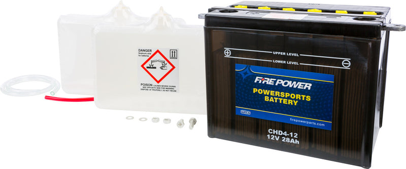 Fire Power Battery W Acid 12V - CHD4-12 For Harley Electra Glide / Sportster / Touring / Tour 1970-1984
