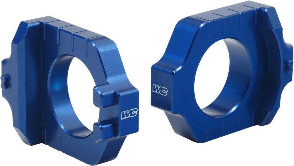 Works 66-17235 17-235 AXLE BLOCKS ELITE KAW/SUZ BLUE