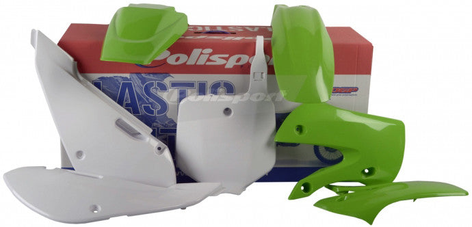 Polisport Plastic Body Kit Green White - 90162 Kawasaki KX 65 2001-2025