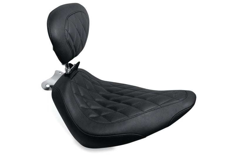Mustang Motorcycle 79821 Mustang 00-15 Harley Softail Standard Rear Tire Wide Tripper Solo Seat W/driver Backrest - Black - Photo - Primary