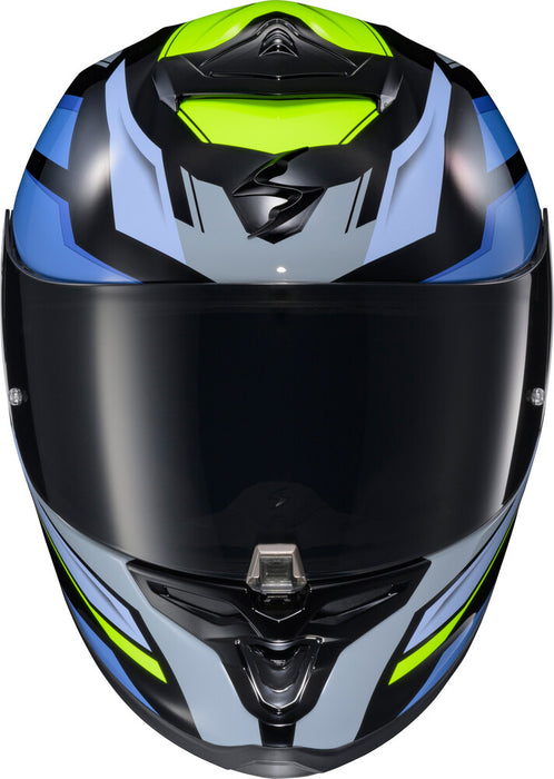 Scorpion Exo 75-1368X R1-2306 EXO-R1 AIR FULL FACE HELMET RAVEN BLACK/BLUE/HI VIZ XL