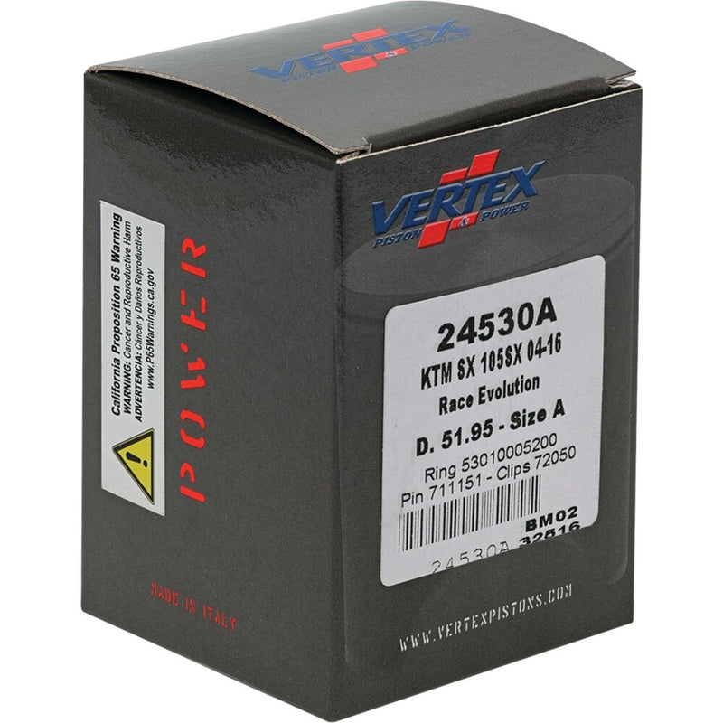 Vertex Piston Kit Cast Race Evolution 51.95/Stroker - 24530A KTM SX 105 2004-2011