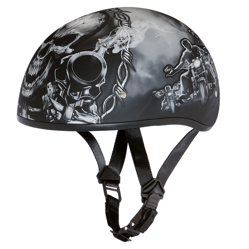 Daytona Skull Cap Guns Half Face Motorcycle Helmet, M