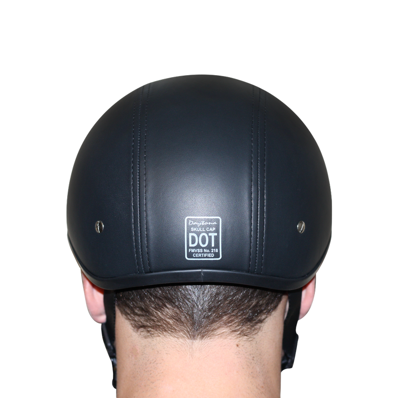 D.O.T. Daytona Skull Cap- Leather Covered
