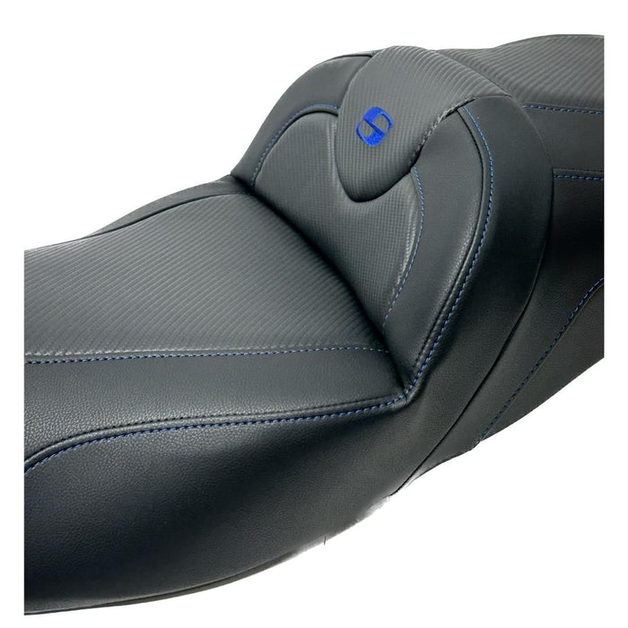 BLUE STITCH SADDLEMEN 0801-1189 808-07B-186 Extended Reach Road Sofa Seat - Carbon Fiber - '08-'23 FL