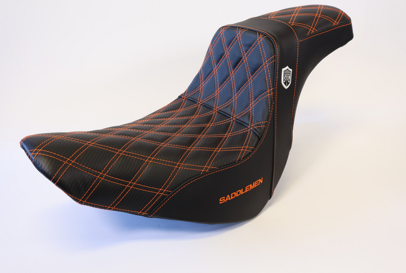 (OPEN BOX) Saddlemen Orange Stitch 0802-1433 SC81829DB Pro Series SDC Performance Gripper Seat For Harley Softail 2018-2025
