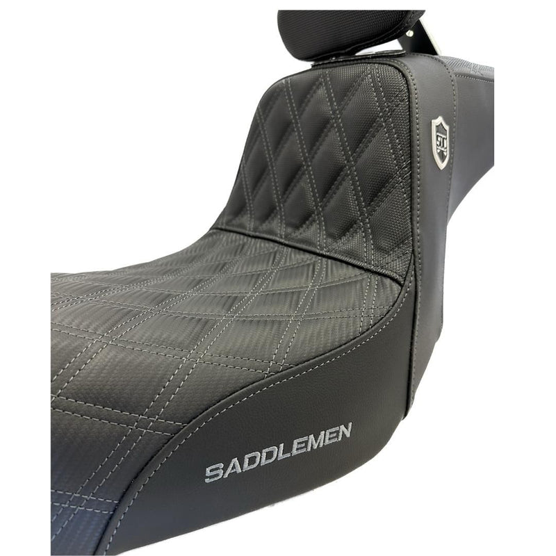 DARK GRAY STITCH SADDLEMEN 0803-0630 SC80604DBKRT Pro Series SDC Performance Seat w/ Backrest - Full Lattice Stitch/Lumbar Gripper