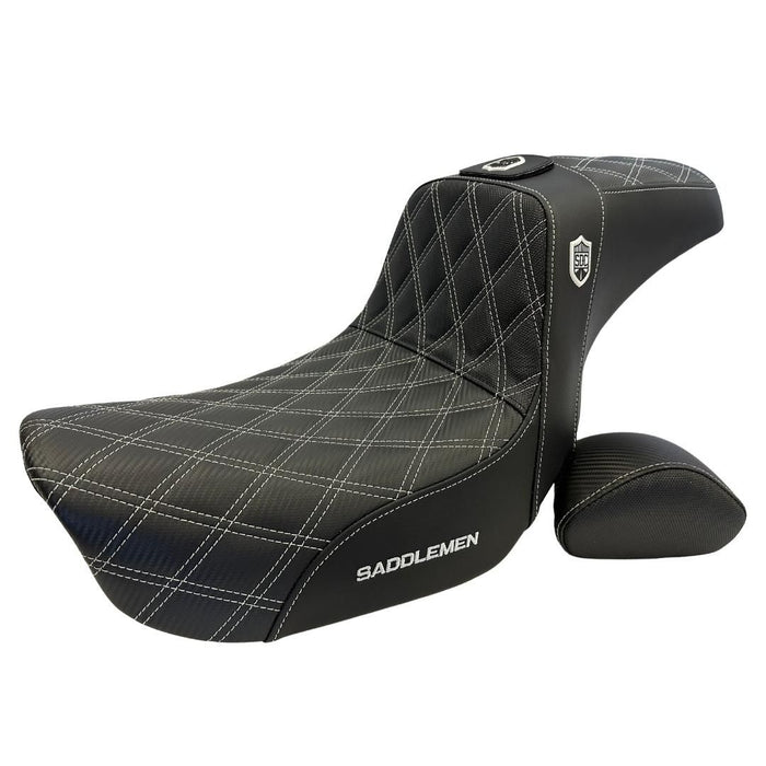 SILVER STITCH SADDLEMEN 0803-0630 SC80604DBKRT Pro Series SDC Performance Seat w/ Backrest - Full Lattice Stitch/Lumbar Gripper