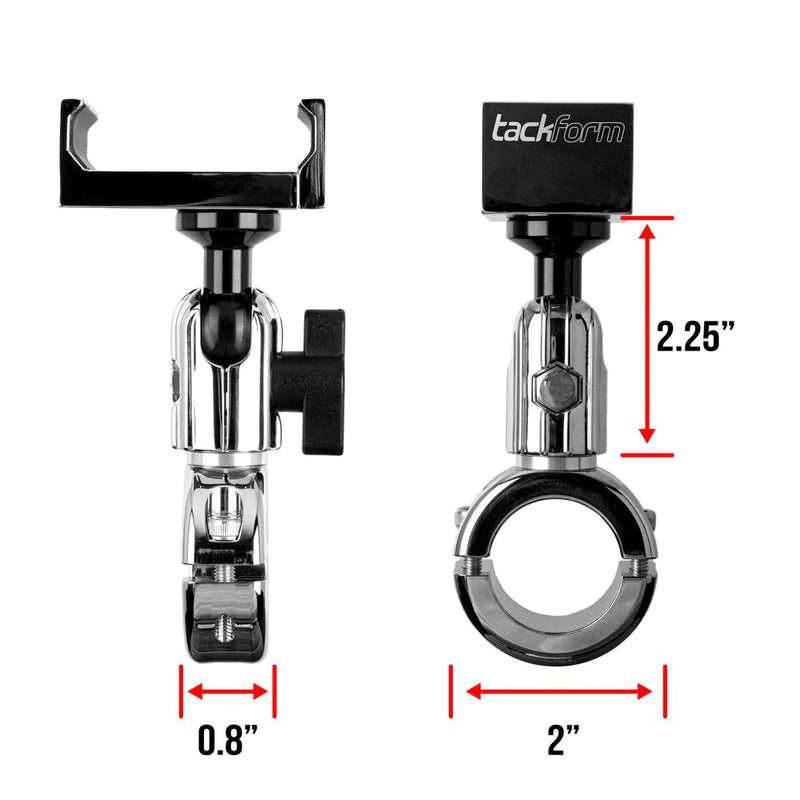 TACKFORM Chrome Phone Mount for Harley Davidson | Works with 1-1/4" Handlebars | Short Reach