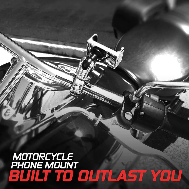 TACKFORM Chrome Phone Mount for Harley Davidson | Works with 1-1/4" Handlebars | Short Reach