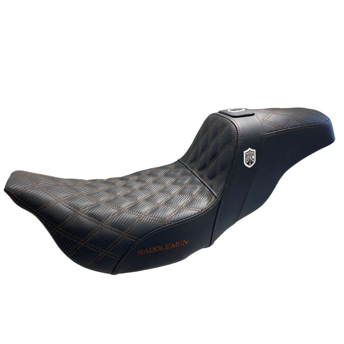 SADDLEMEN BROWN STITCH 0801-1256 SC80807DBRT Pro Series SDC Performance Grip Seat - With Backrest - Full Lattice Stitch/Lumbar Gripper - '08 -'23 FL