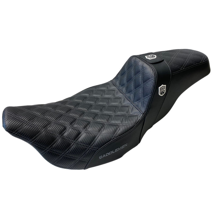 SADDLEMEN DARK GRAY STITCH 0801-1256 SC80807DBRT Pro Series SDC Performance Grip Seat - With Backrest - Full Lattice Stitch/Lumbar Gripper - '08 -'23 FL