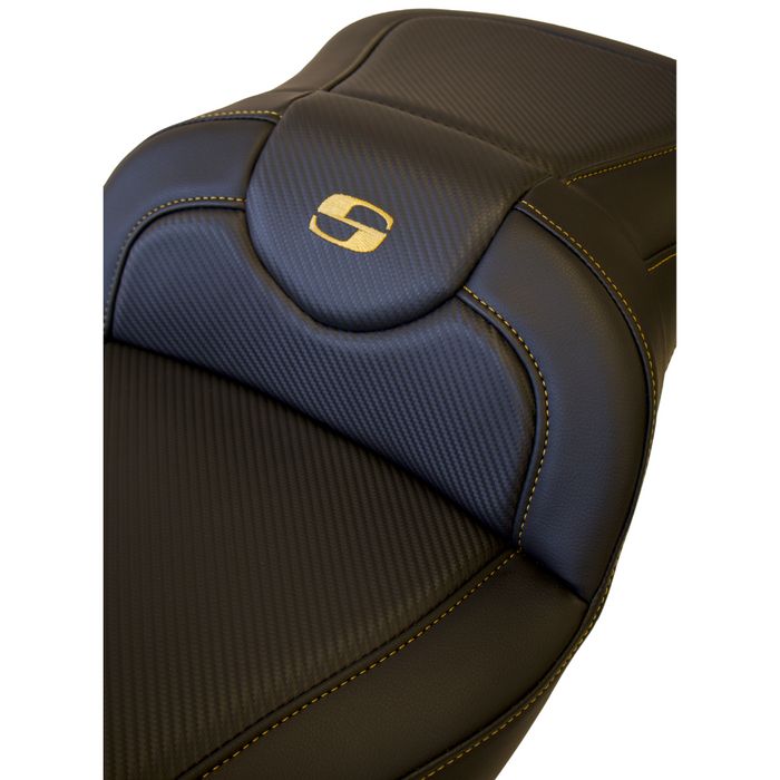 GOLD STITCH SADDLEMEN 0801-1189 808-07B-186 Extended Reach Road Sofa Seat - Carbon Fiber - without Backrest - '08-'23 FL