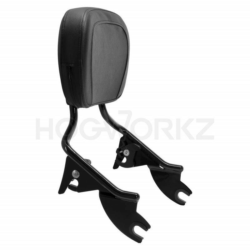 Hogworkz Harley Touring Black Shorty Detachable Sissy Bar Backrest - HW157123 For Harley Motorcycles 2009-2026