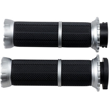 Kuryakyn 3580 Silver Riot Grips For For Harley Motorcycles 1980-2020