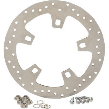 DRAG SPECIALTIES 1710-2404 Stainless Steel Drilled Front Brake Rotor - 11.8"