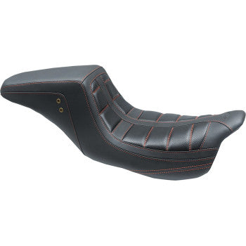 MUSTANG 0801-1372 75239AB Squareback One-Piece Seat Squareback - Tuck and Roll - Black W/American Beauty Red Stitching - FL '08+