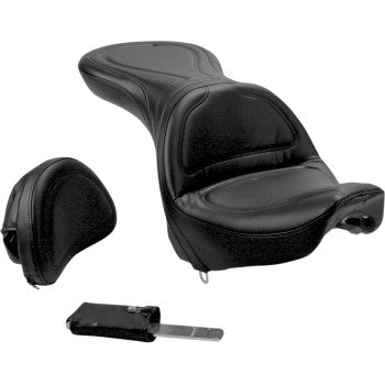 SADDLEMEN 0802-0205 8252JS Explorer™ Seat - With Backrest - Stitched - Black - Deuce