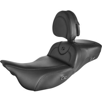 SADDLEMEN 0801-1401 808-07B-188BRHC Roadsofa™ Extended Reach Heated Seat  - Black/Black Stitching - With Backrest