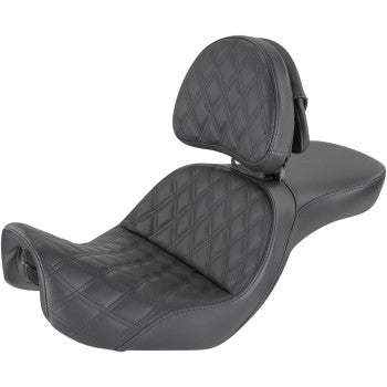 SADDLEMEN 0803-0609 806-04-030LS Explorer Seat - With Backrest - Lattice Stitched - Black - FXD