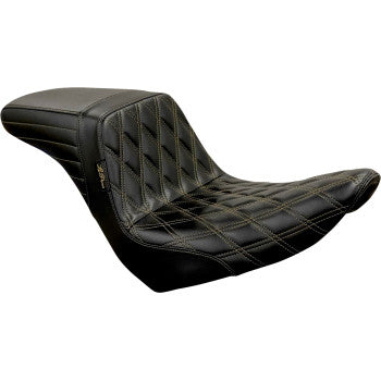 LE PERA 0802-1472 LYR-590DD-CHET Kickflip Seat - Diamond w/Chestnut Stitching - Black