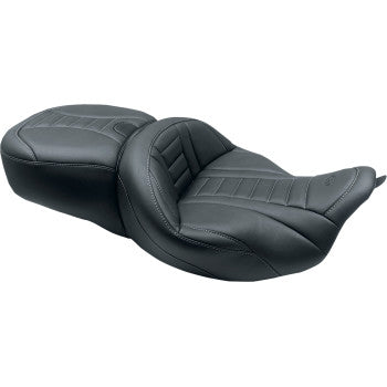 *OVERSTOCK SALE* MUSTANG 0801-1375 79006GM One-Piece Deluxe Touring Seat - Black W/Gun Metal Stitching