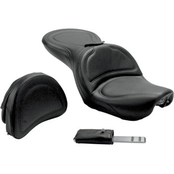 SADDLEMEN 0803-0132 804-04-0301 Seat - Explorer™ - With Backrest - Stitched - Black - FXD '04-'05