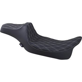 DRAG SPECIALTIES 0801-1261Extended Reach Predator III Seat - Extended - Double Diamond - Silver Stitched - FL '08-'23