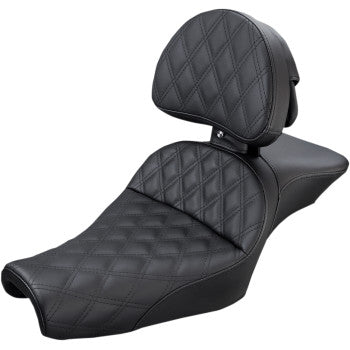 SADDLEMEN 0804-0724 807-11-030LS Explorer Seat - With Backrest - Lattice Stitched - Black