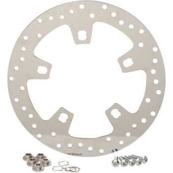 DRAG SPECIALTIES 1710-2403 Polished Stainless Steel Drilled Brake Rotor - Front - 11.8" - Touring