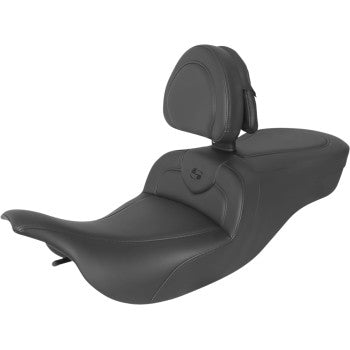 SADDLEMEN 0801-1420 897-07-187BR RoadSofa™ Seat - With Backrest - Black W/Black Stitching
