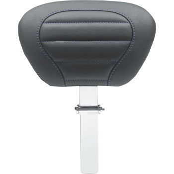 MUSTANG 0822-0494 79012SB Deluxe Touring Removable Driver Backrest - Black W/Sky Blue Stitching