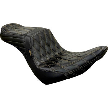 LE PERA 0802-1473 LYR-580DD-CHET Tailwhip Seat - Diamond w/Chestnut Stitching - Black