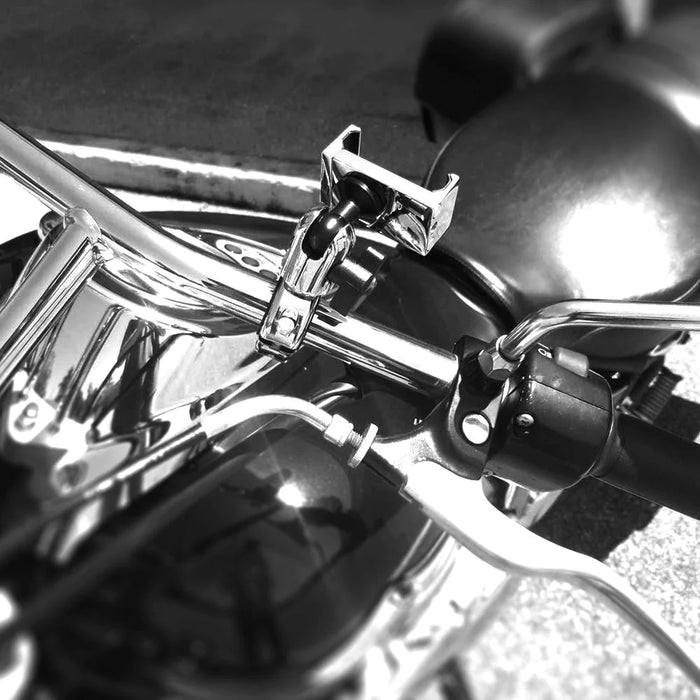 TACKFORM Chrome Phone Mount for Harley Davidson | Works with 1-1/4" Handlebars | Short Reach