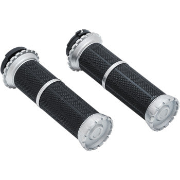 Kuryakyn 3580 Silver Riot Grips For For Harley Motorcycles 1980-2020