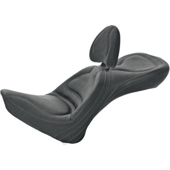SADDLEMEN 8152JS Seat - Explorer™ - With Backrest - Stitched - Black - Softail