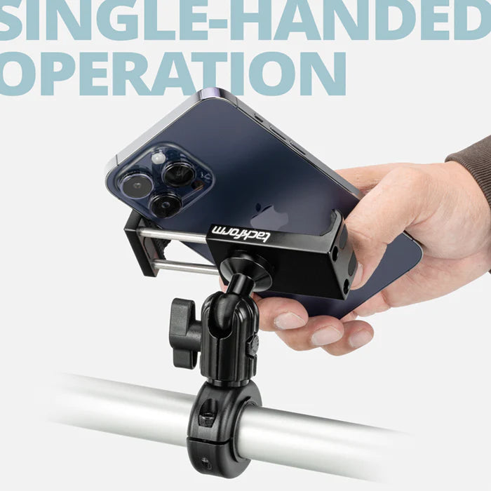 TACKFORM Enduro Motorcycle Phone Mount - Industrial Spring Cradle - Black