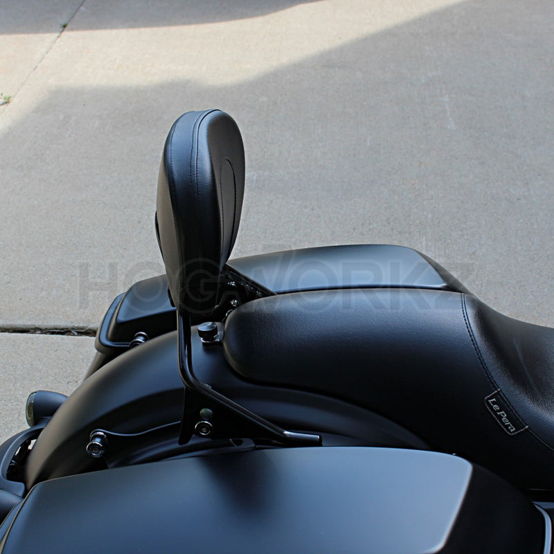 Hogworkz Harley Touring Black Shorty Detachable Sissy Bar Backrest - HW157123 For Harley Motorcycles 2009-2026