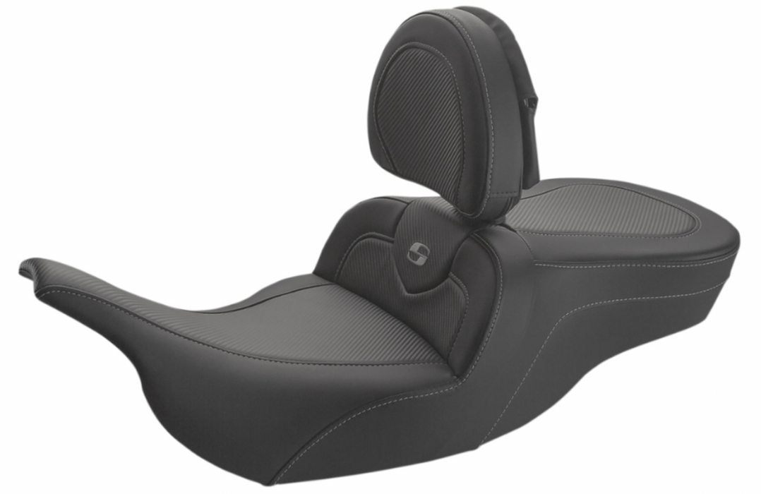 SADDLEMEN 0801-1391 897-07-185BR Roadsofa™ Carbon Fiber Seat - With Driver Backrest - Black
