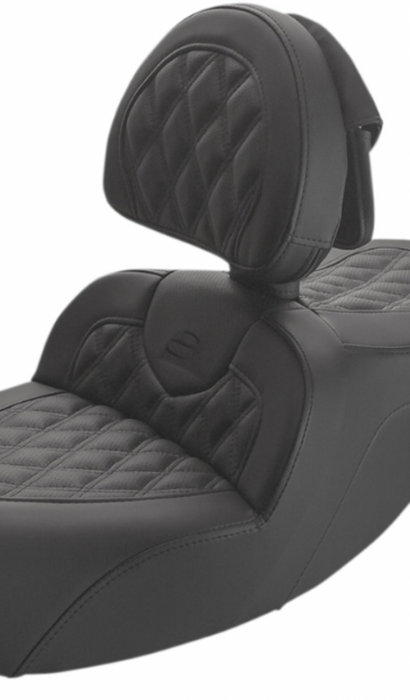 SADDLEMEN 0801-1389 897-07-182BR Roadsofa™ Lattice Stitched Seat - With Driver Backrest - Black