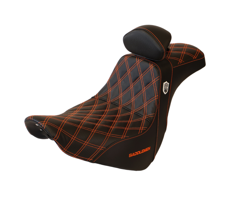 Saddlemen Orange Stitch 0802-1435 SC81829DBRT Pro Series SDC Performance Grip Seat Backrest For Harley Softail 2018-2025